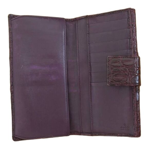 Gucci Aubergine Crocodile Skin Long Wallet GUC with Dust Bag RARE - Picture 4 of 12